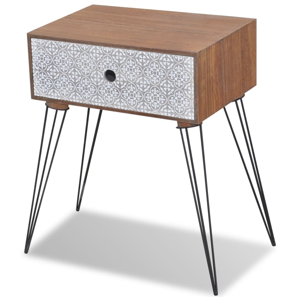 Nightstand With 1 Drawer Rectangular Brown