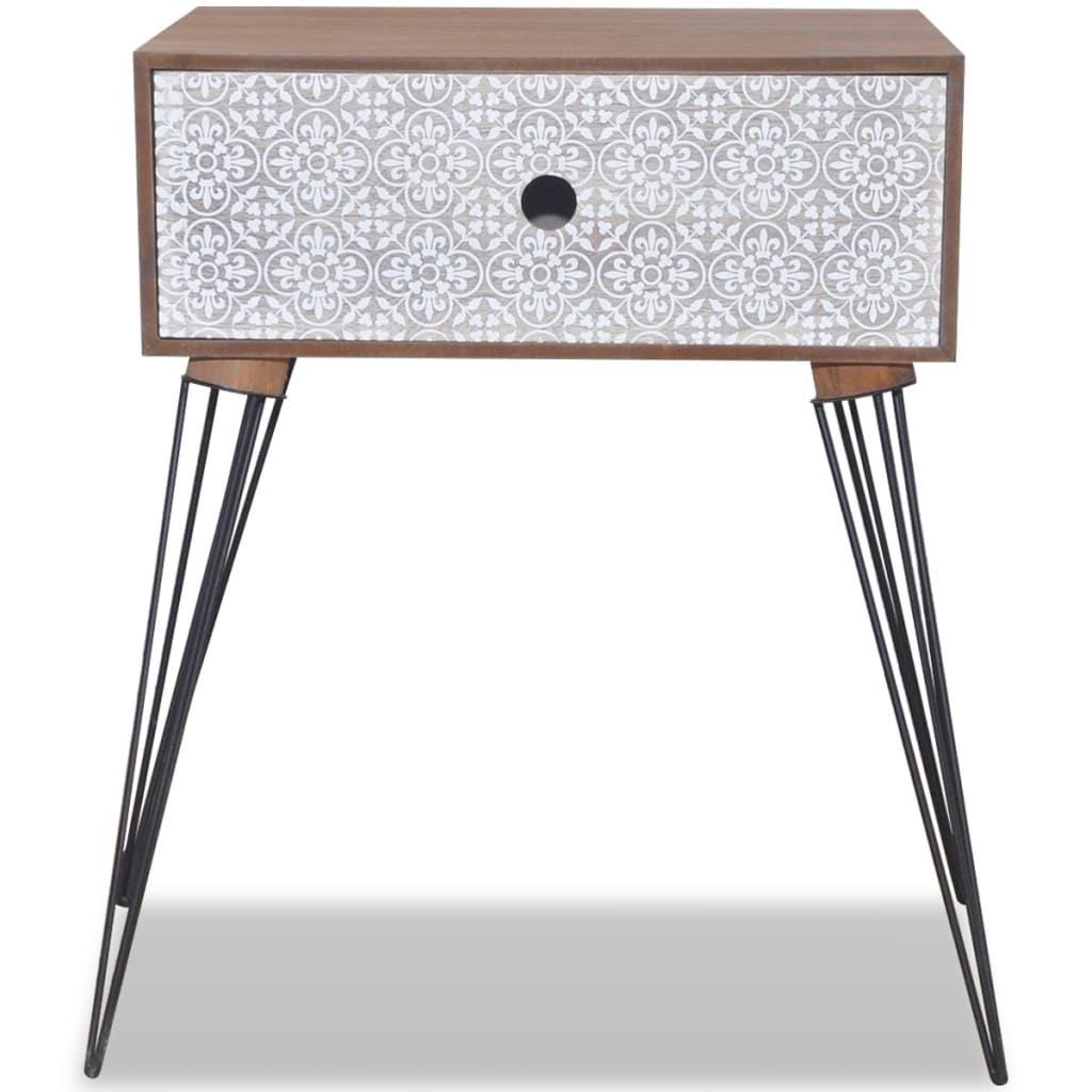 Nightstand With 1 Drawer Rectangular Brown