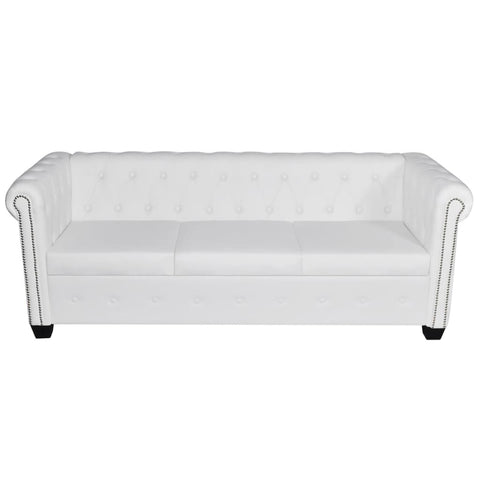 Chesterfield 3-Seater Artificial Leather White
