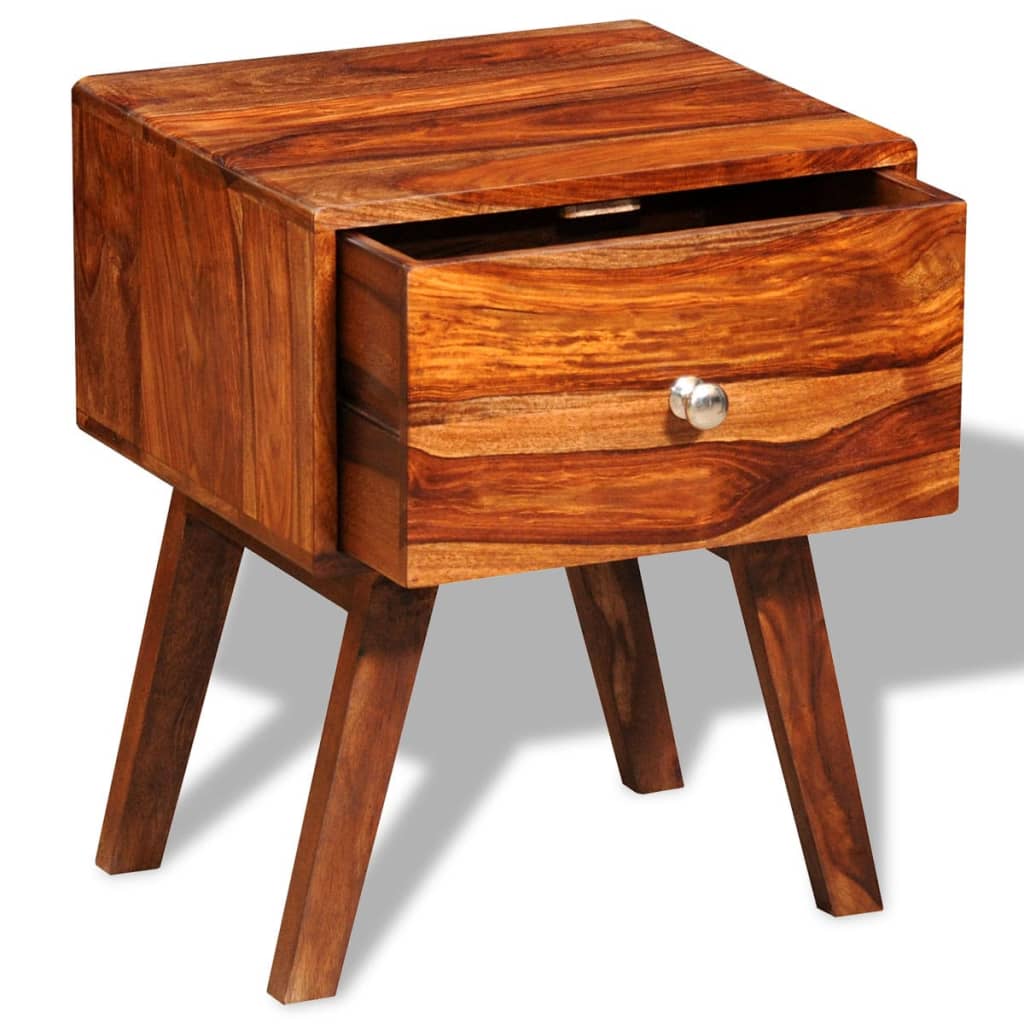 Nightstand With 1 Drawer 55 Cm Solid Sheesham Wood