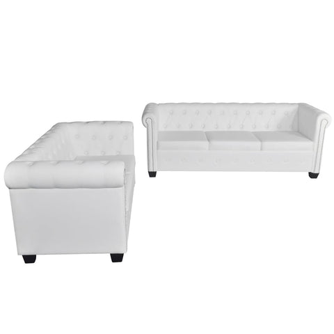 Chesterfield 2-Seater and 3-Seater Artificial Leather White
