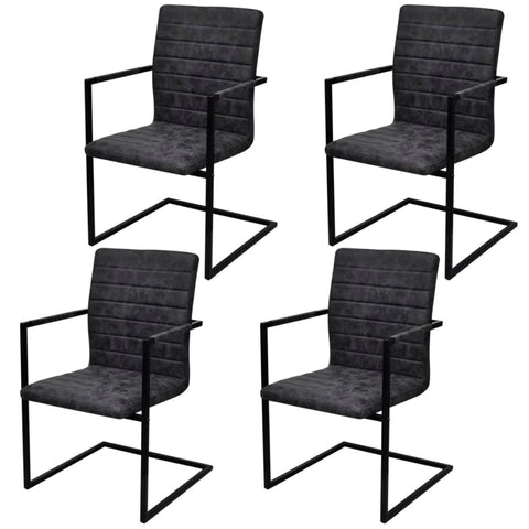 Dining Chairs 4 pcs faux Leather, Black