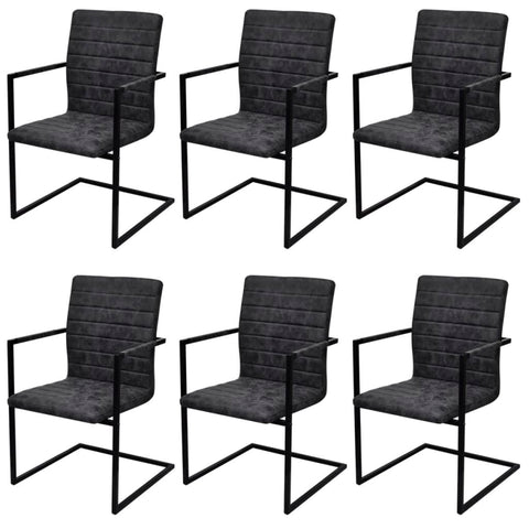 Dining Chairs 6 pcs faux Leather, Black