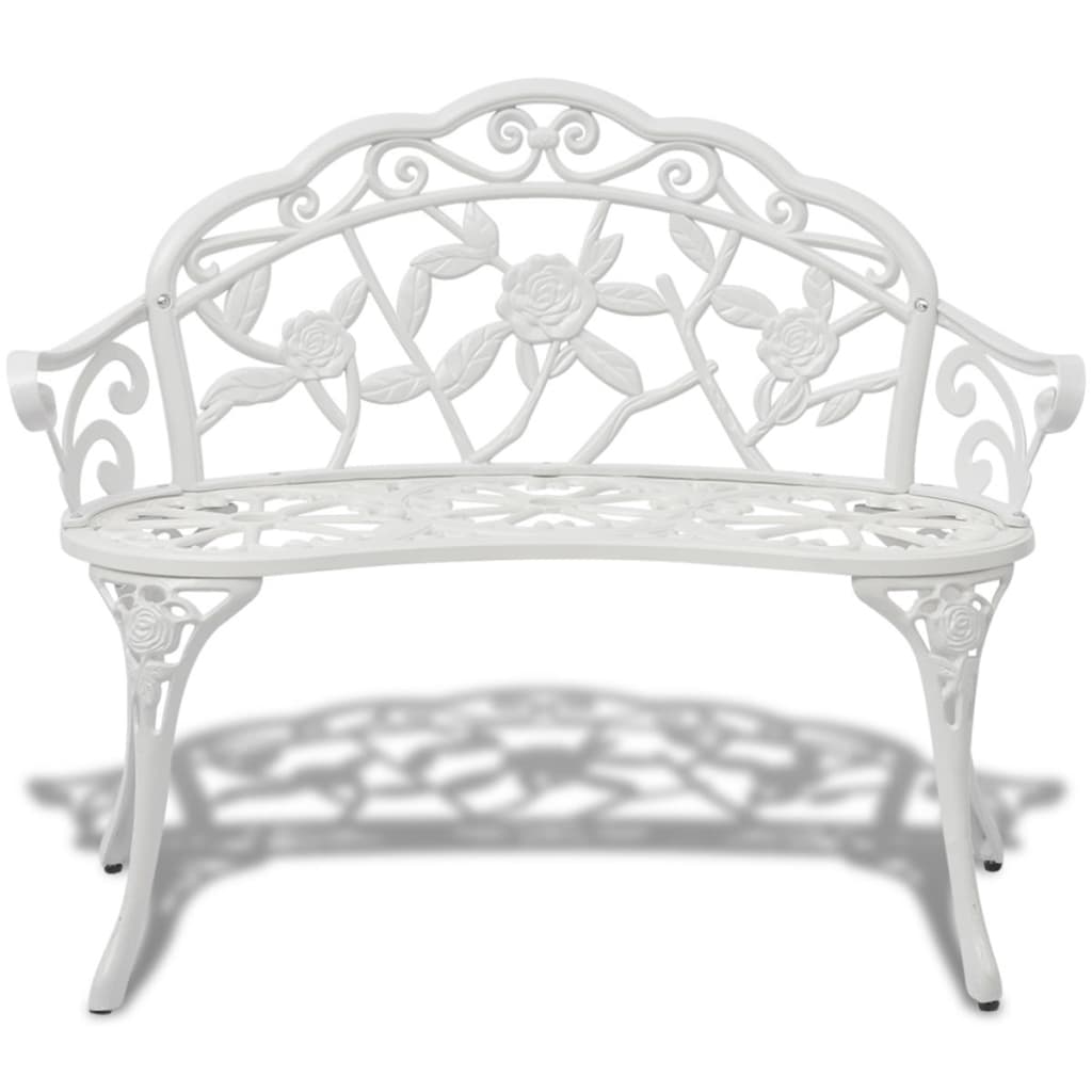Garden Bench 100 cm Cast Aluminium White - Outdoor Benches