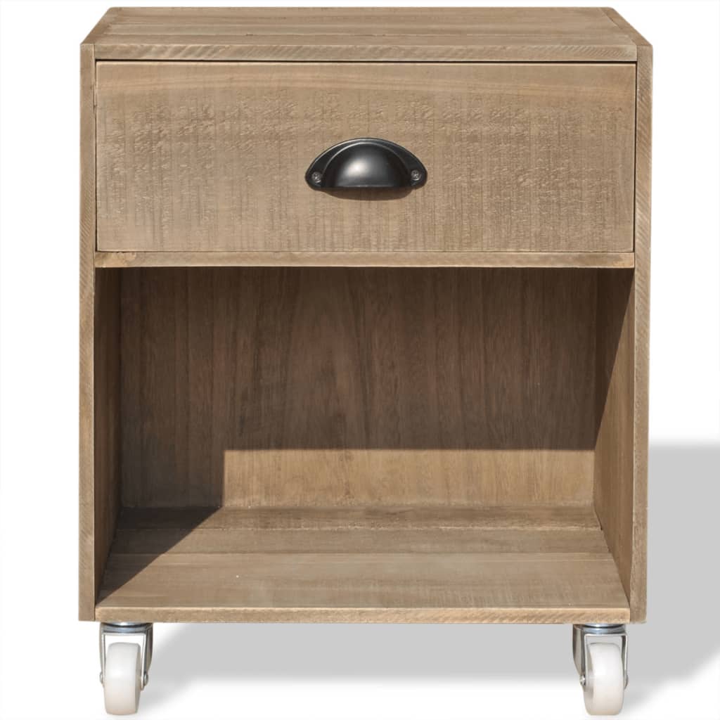 Nightstand Brown Solid Wood