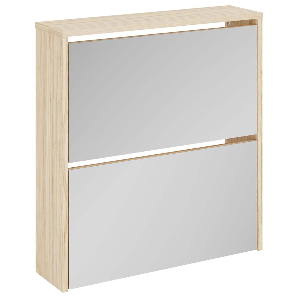 Shoe Cabinet 2-Layer Mirror Oak