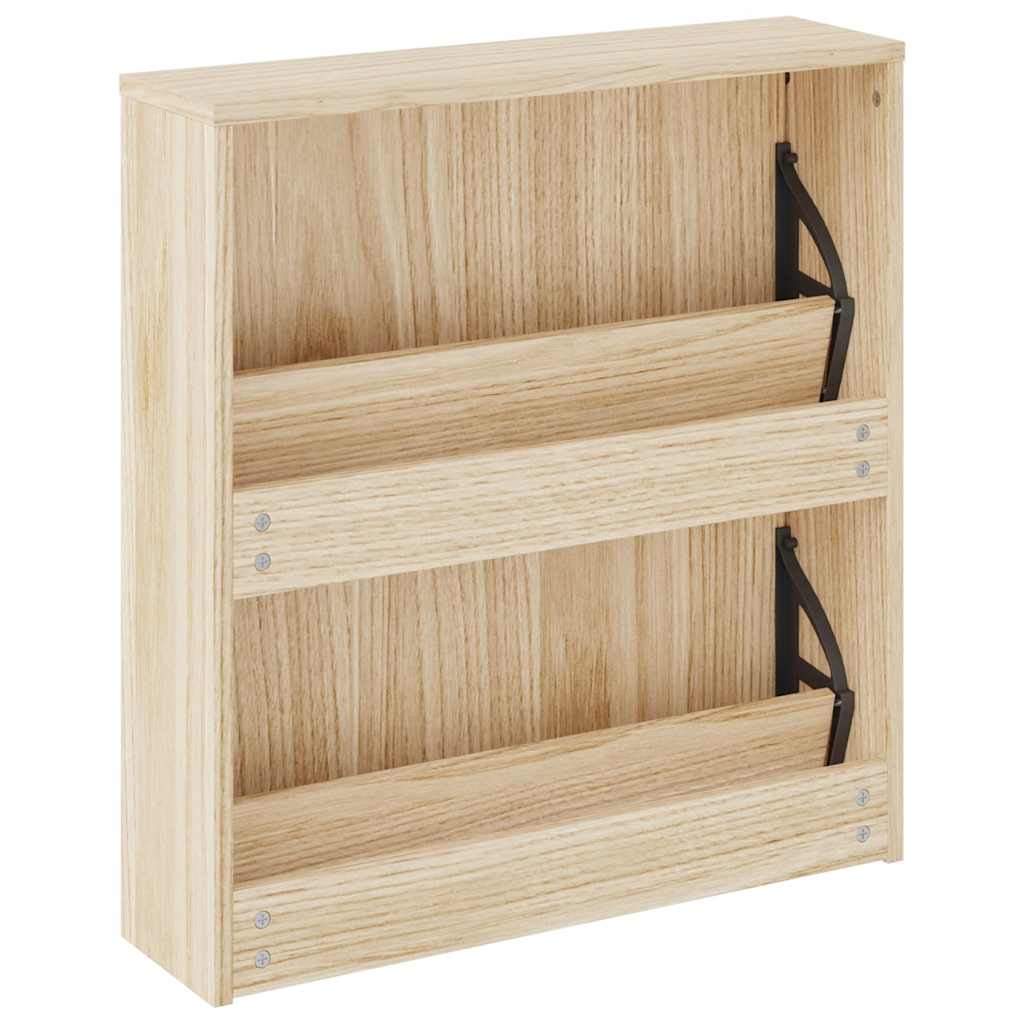 Shoe Cabinet 2-Layer Mirror Oak
