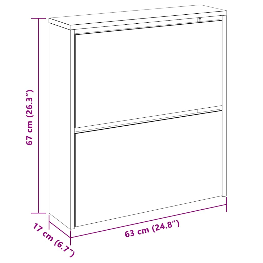 Shoe Cabinet 2-Layer Mirror Oak