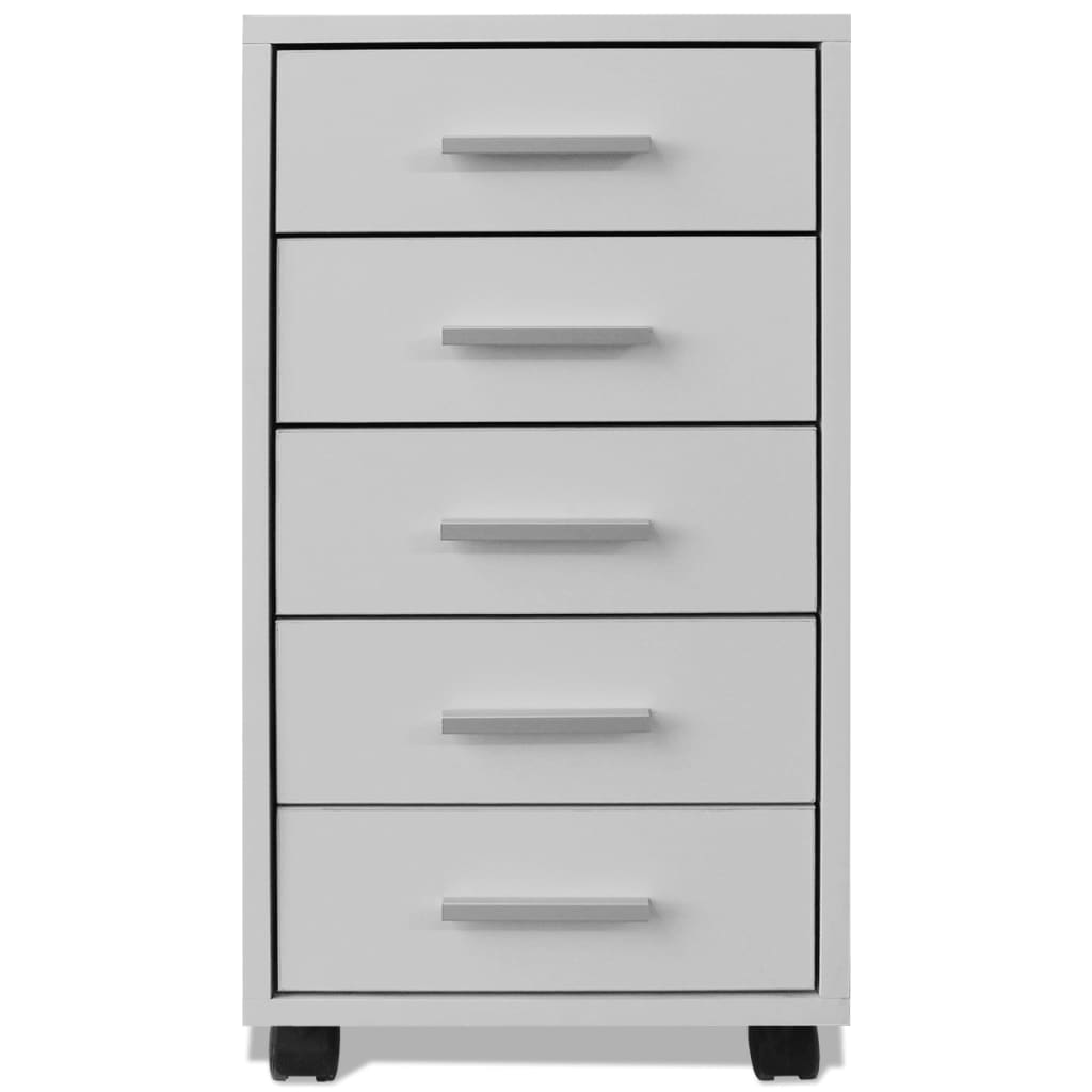 Office Drawer Unit with Castors 5 Drawers White