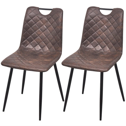 Dining Chairs 2 pcs Dark Brown Leather