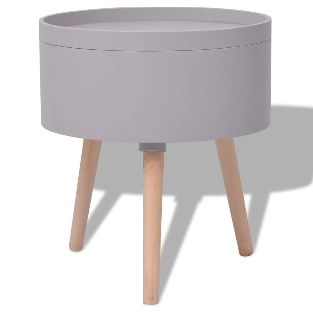 Side Table with Serving Tray Round Grey