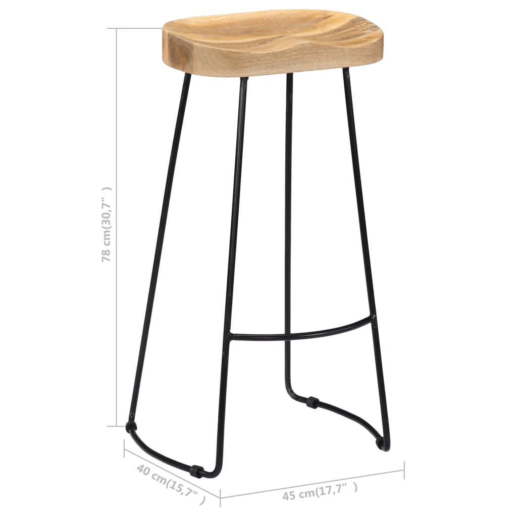 Wood Bar Stools Solid Black 45x40x78cm
