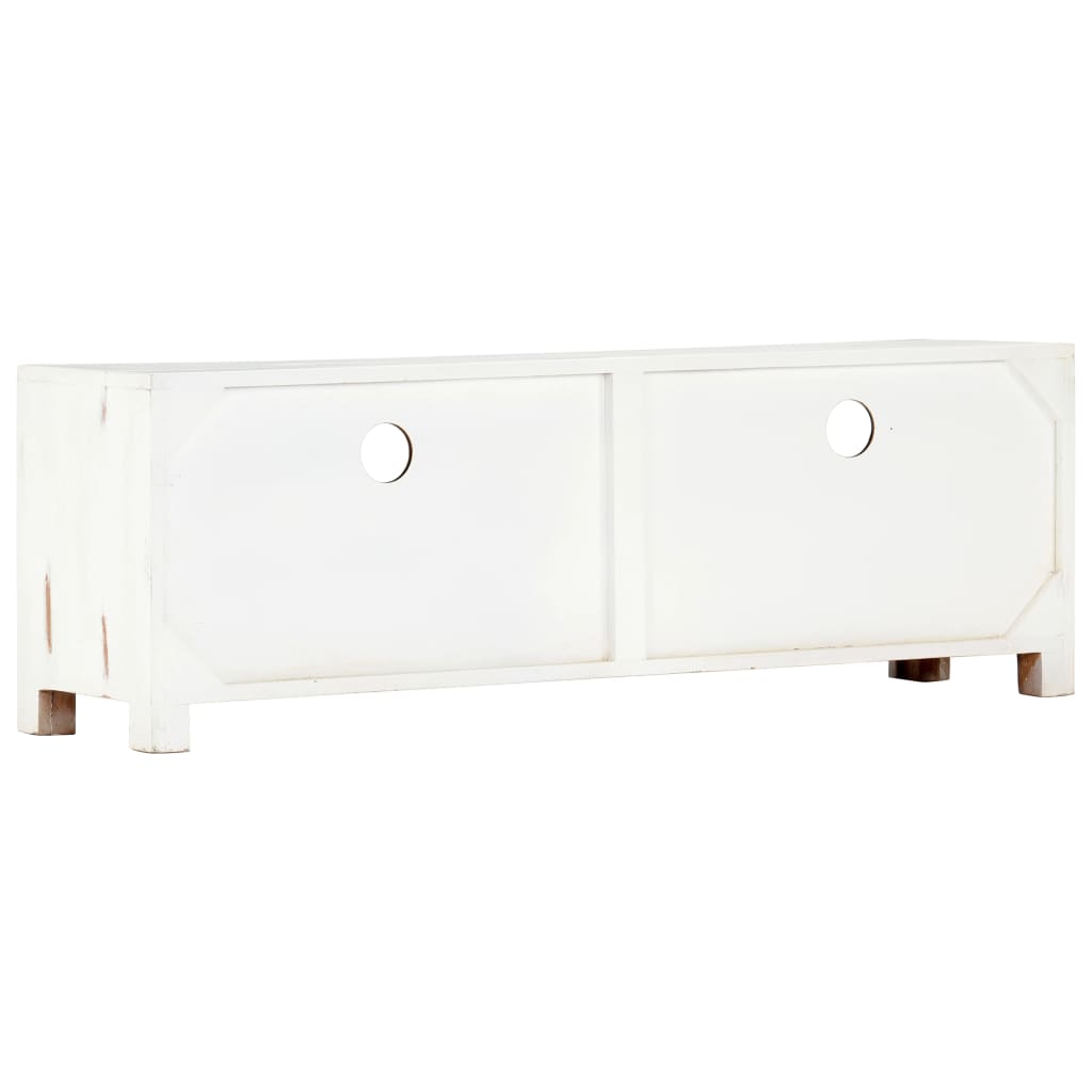 TV Cabinet White Solid Acacia Wood
