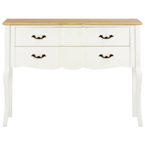 Sideboard White and Brown Solid Wood