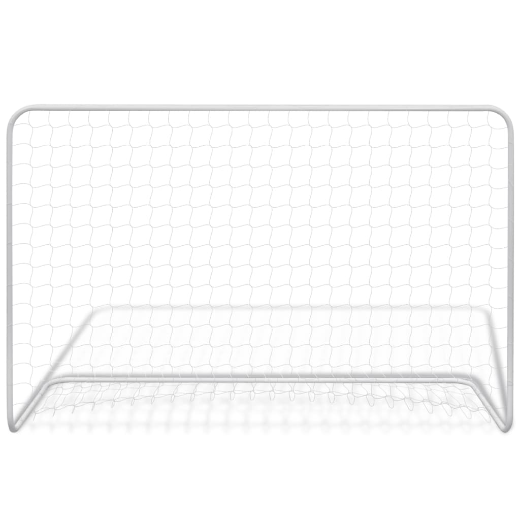 Football Goals 2 pcs with Nets Steel White