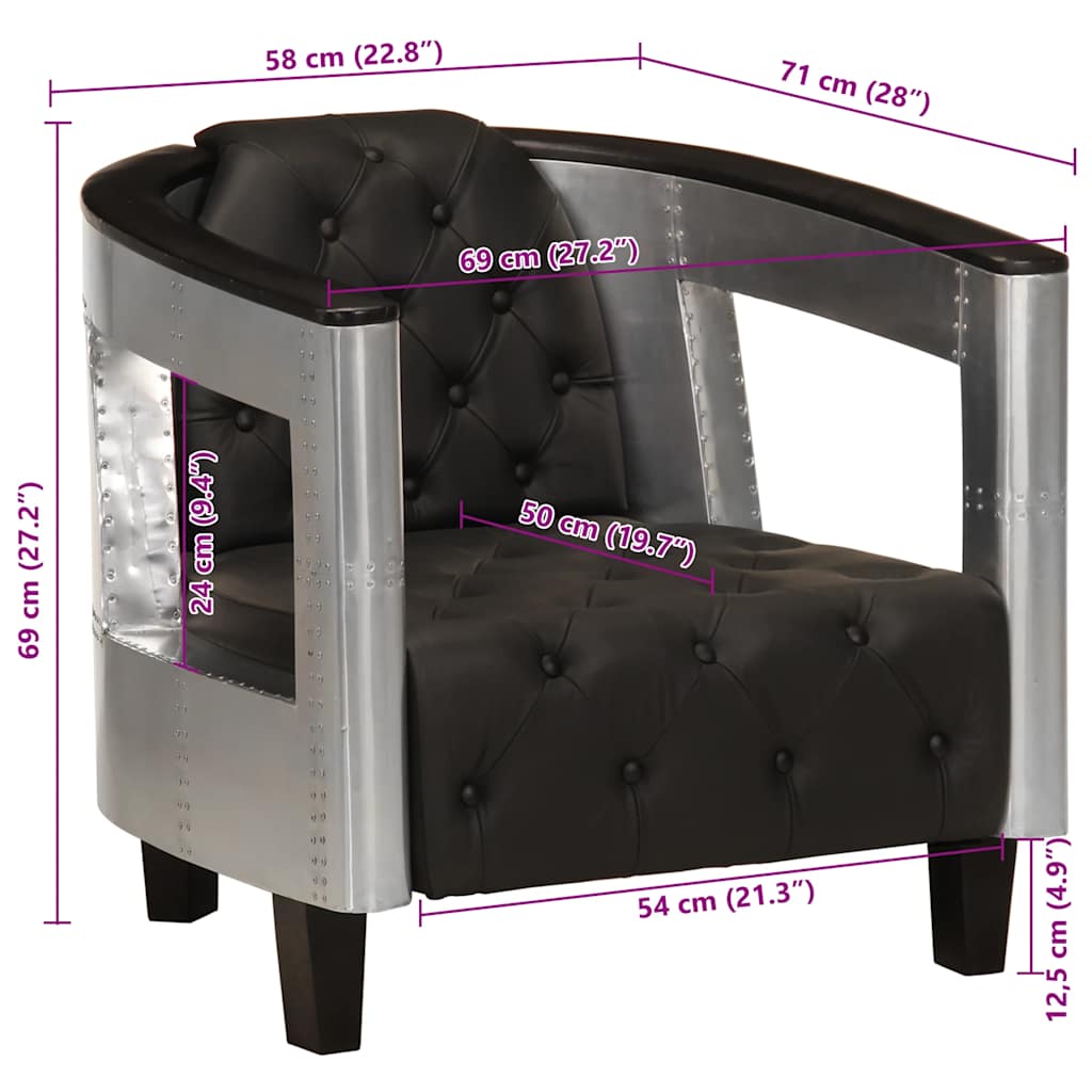 Aviator Armchair Black