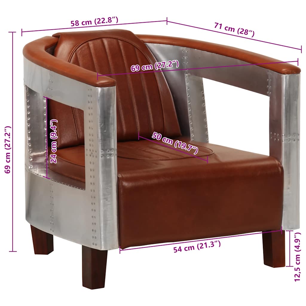 Aviator Armchair Brown