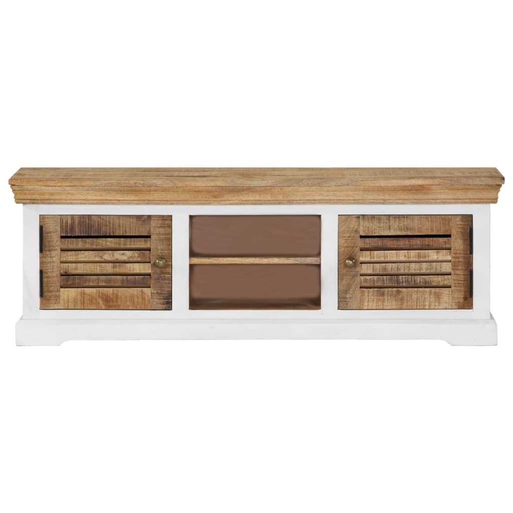 TV Cabinet Solid Mango Wood Brown and white
