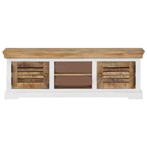 TV Cabinet Solid Mango Wood Brown and white