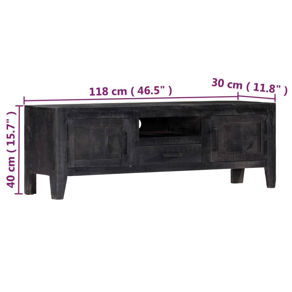 Tv Cabinet Black Wood 118x30x40cm