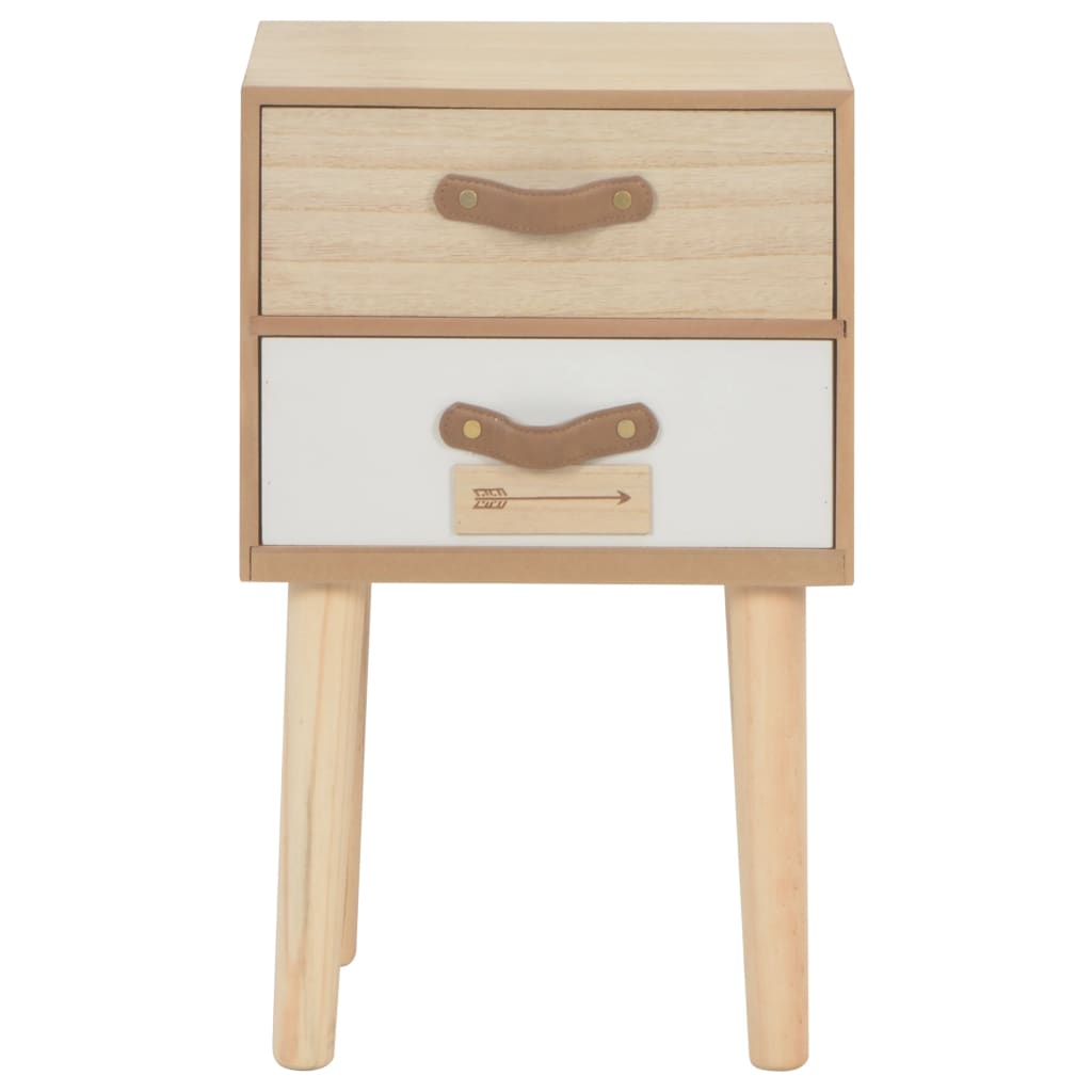 Bedside Cabinet with 2 Drawers Solid Pinewood