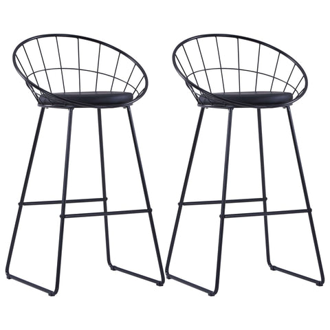 Bar Chairs 2 pcs Black Leather