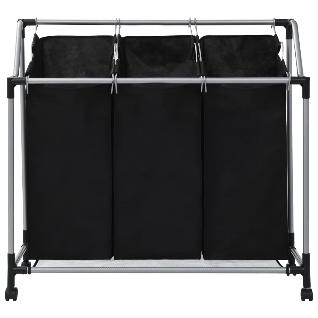 Laundry Sorter with 3 Bags- Black