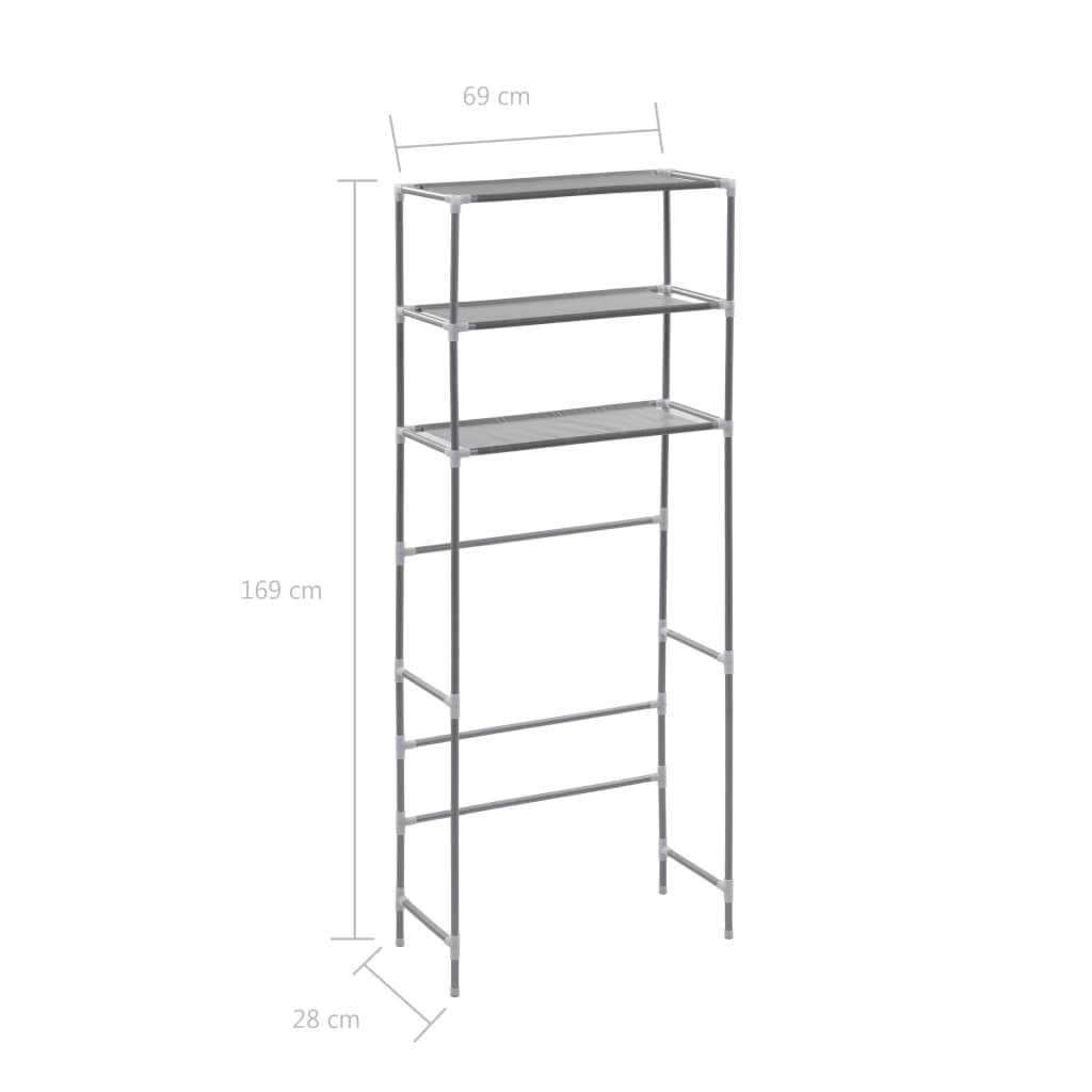3-Tier Storage Rack over Laundry Machine Silver