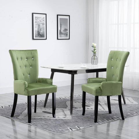 Dining Chair with Armrests Light Green Velvet