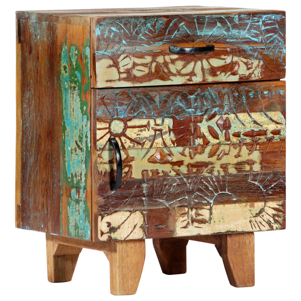 Reclaimed Wood Bedside Cabinet Oak 40x30x50cm