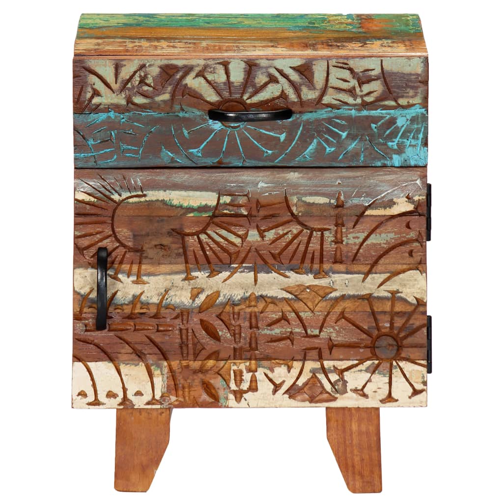 Reclaimed Wood Bedside Cabinet Oak 40x30x50cm