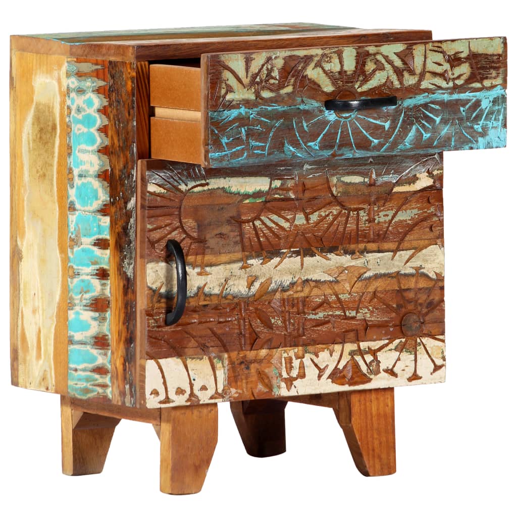 Reclaimed Wood Bedside Cabinet Oak 40x30x50cm