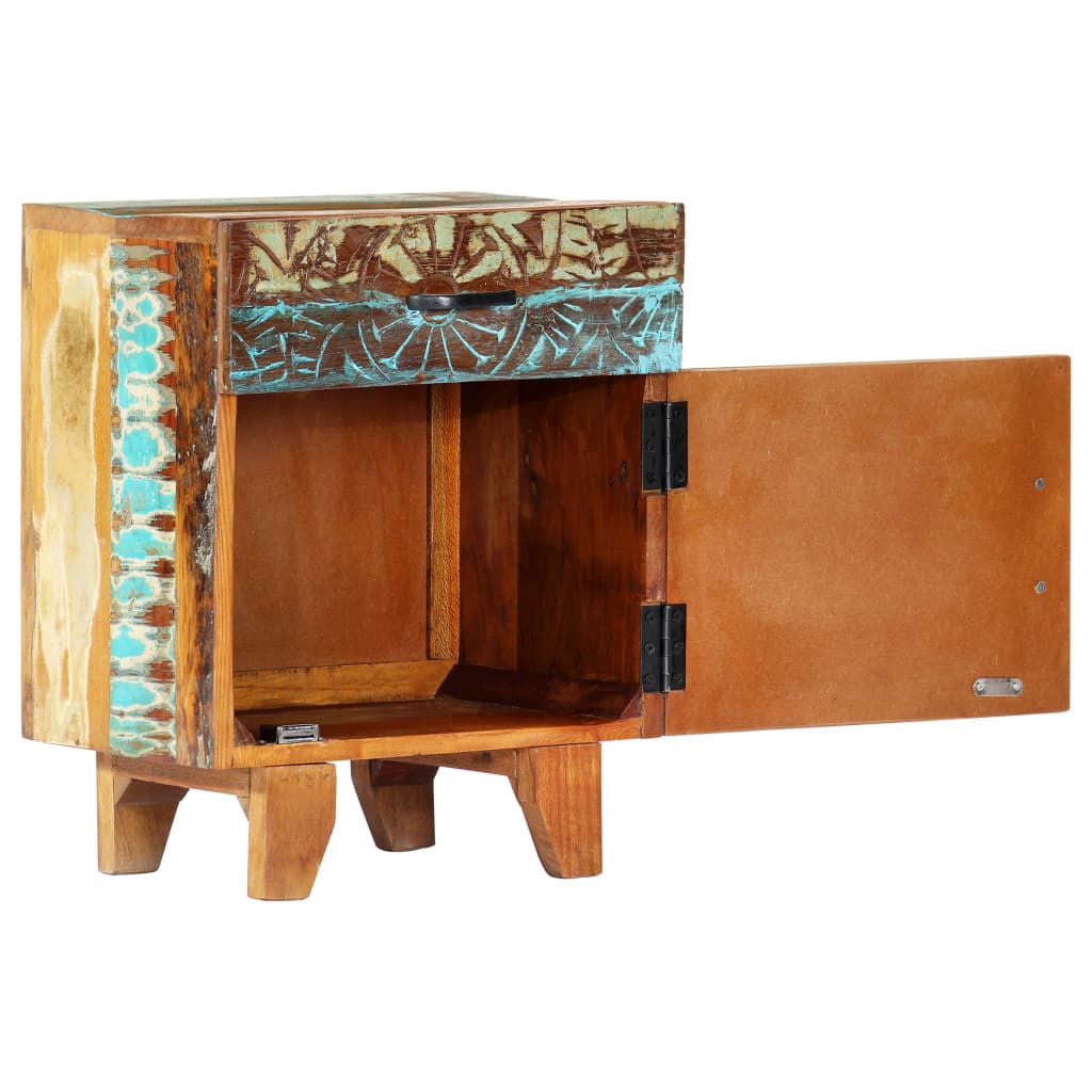 Reclaimed Wood Bedside Cabinet Oak 40x30x50cm