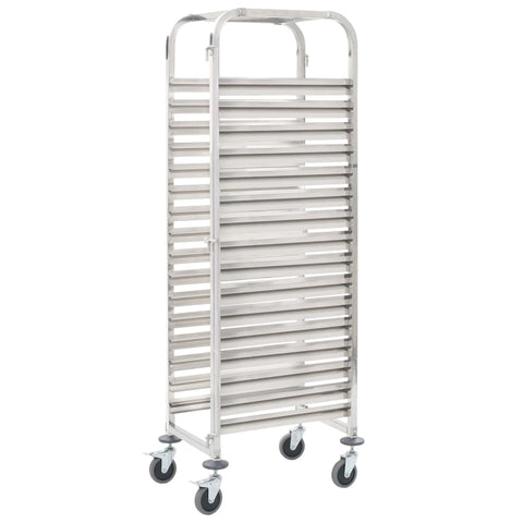 Kitchen Trolley for 16 Trays Stainless Steel