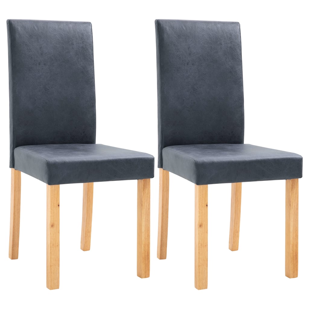 Dining Chairs 2 pcs faux Suede Leather -Grey