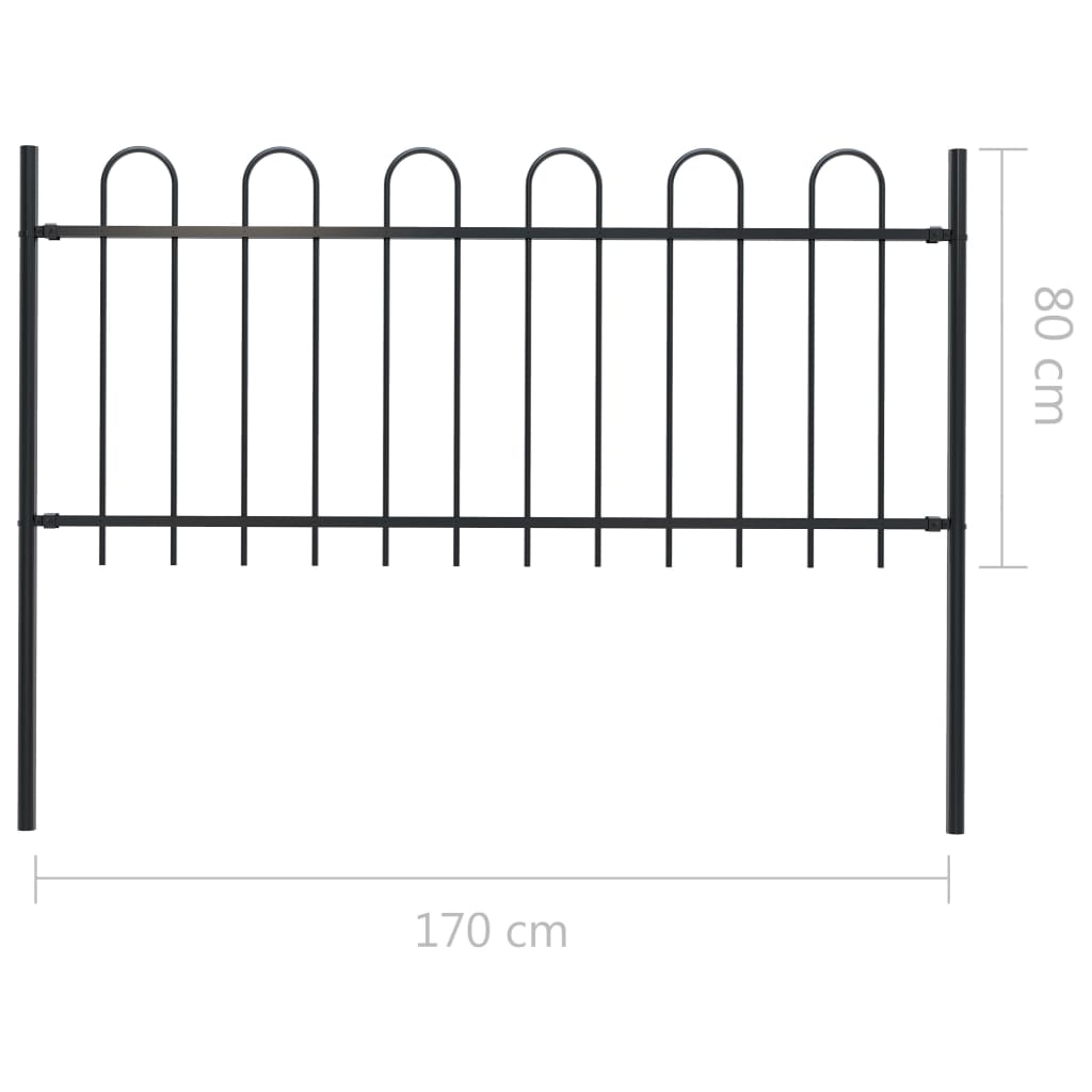 Garden Fence with Hoop Top Steel /Black