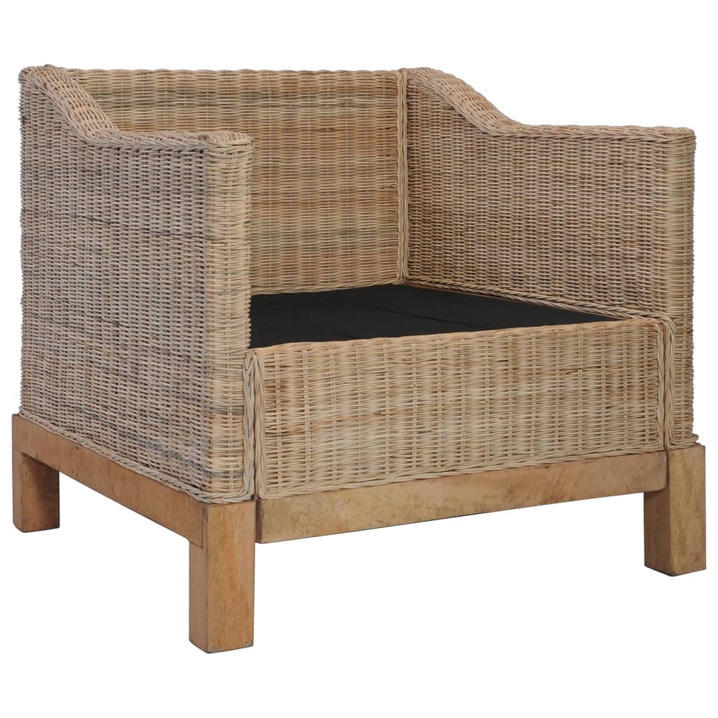 Armchair with Cushions Natural Rattan