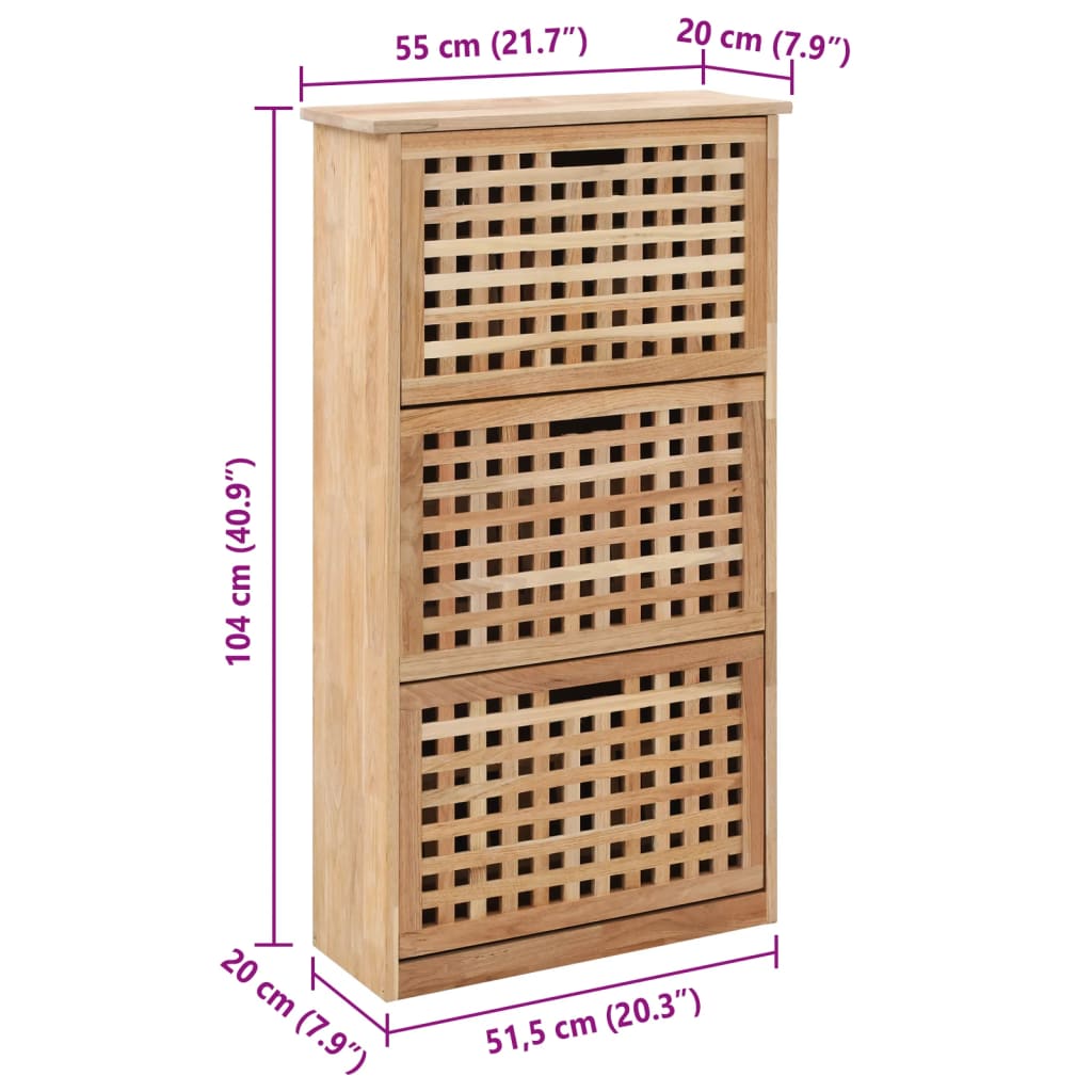 Shoe Storage Walnut Cabinet 55x20x104cm