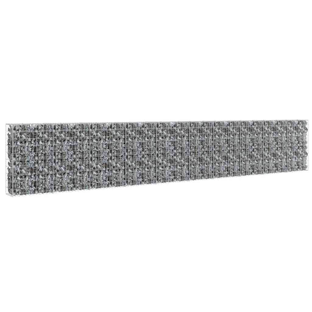 Silver colour - Gabion Wall with Covers Galvanised Steel Silver