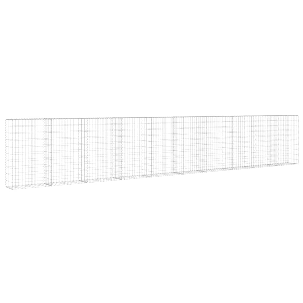 Fence Panels - Gabion Wall with Covers Galvanised Steel Silver