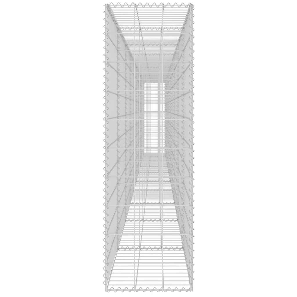 Gabion Wall with Covers Galvanised Steel Silver | Fence Panels
