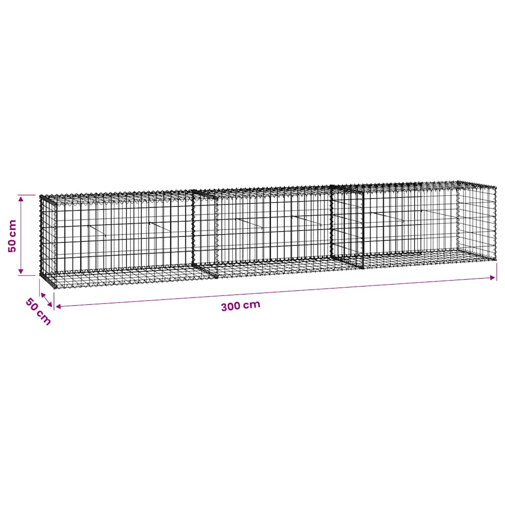 Gabion Wall with Covers Galvanised Steel S with Fence Panels