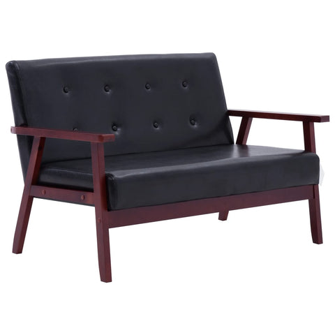 2-Seater Sofa Black Leather