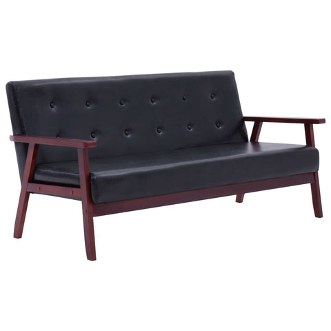 3-Seater Sofa Black Leather