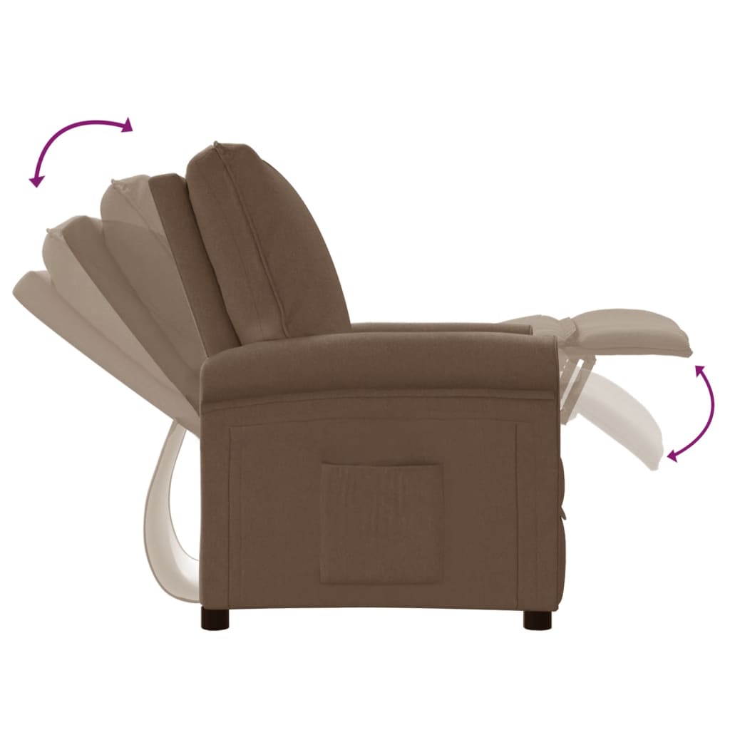 TV Recliner Chair Brown Fabric
