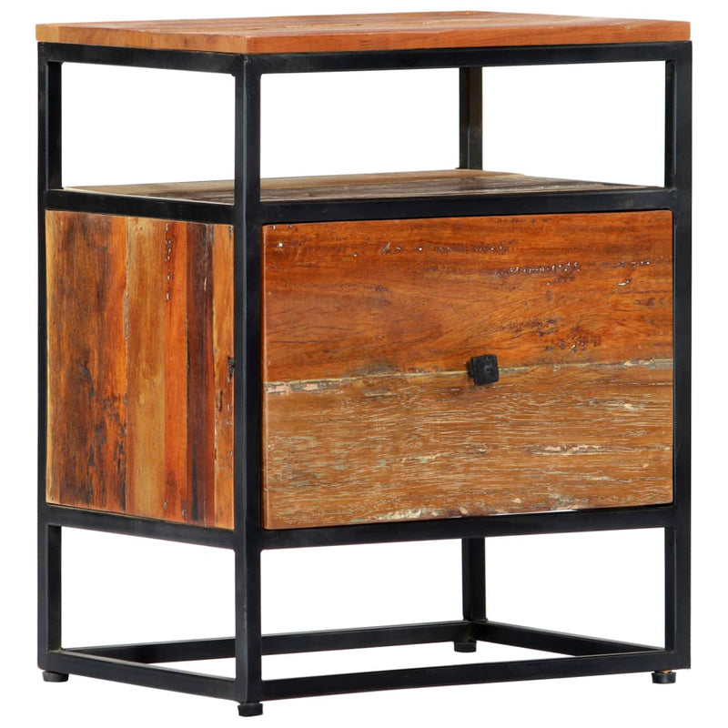 Bedside Cabinet Solid Reclaimed Wood and Steel - Bedside Tables