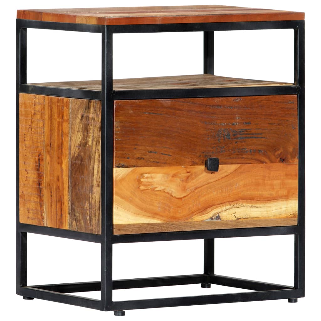 Bedside Cabinet Solid Reclaimed Wood and Steel
