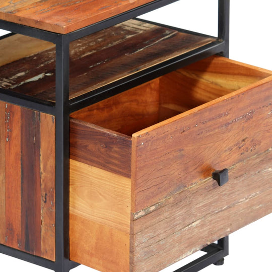 Bedside Cabinet Solid Reclaimed Wood and Steel | Wood finish