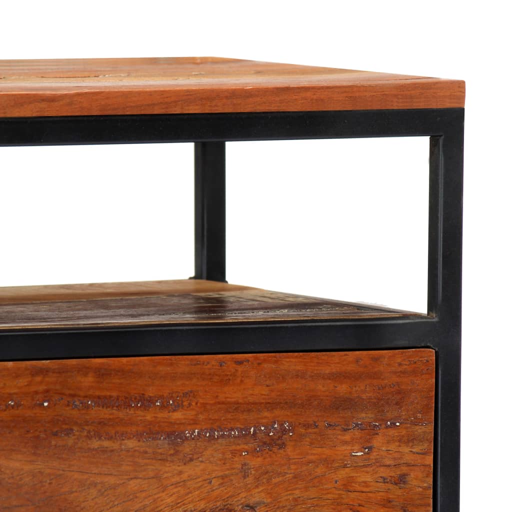 Bedside Cabinet Solid Reclaimed Wood and Steel