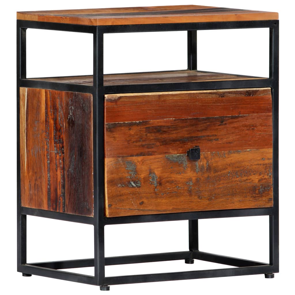 Bedside Cabinet Solid Reclaimed Wood and Steel